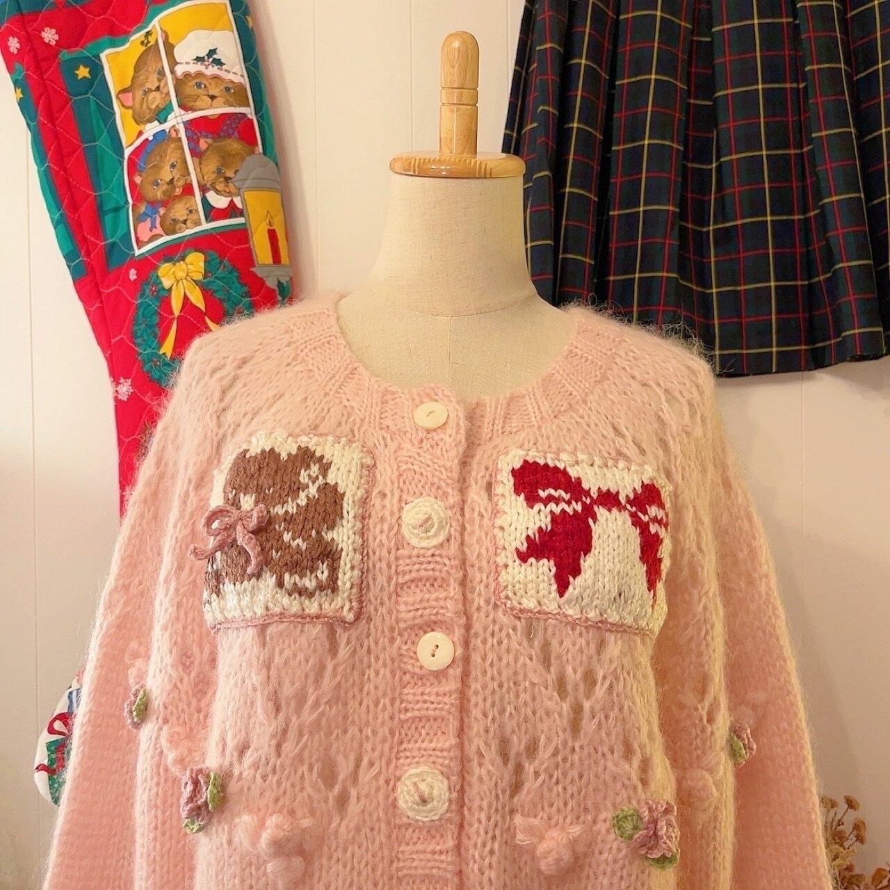remake / bear pink knit cardigan