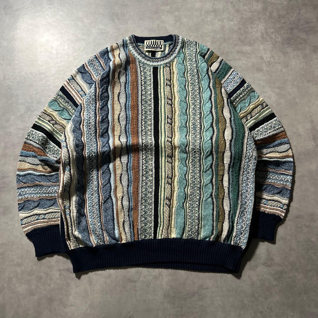 【NA】イタリア製 3D 幾何学 模様 立体 マルチカラー ニット セーター