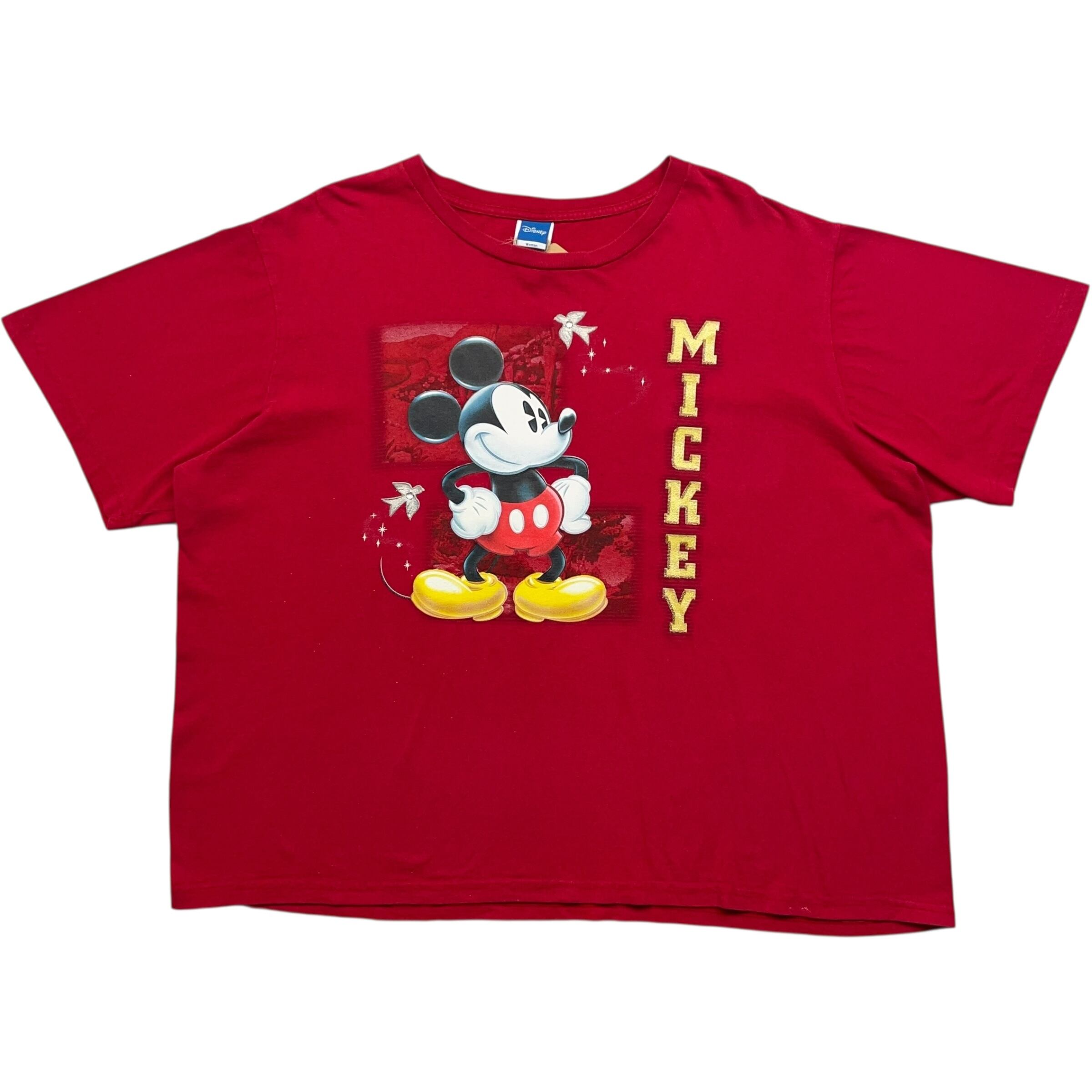 《XL》Disney ディズニー Tシャツ ミッキーマウス 両面プリント レッド no.7625