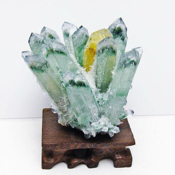 緑水晶 クラスター 原石 台座付属 一点物 182-7425