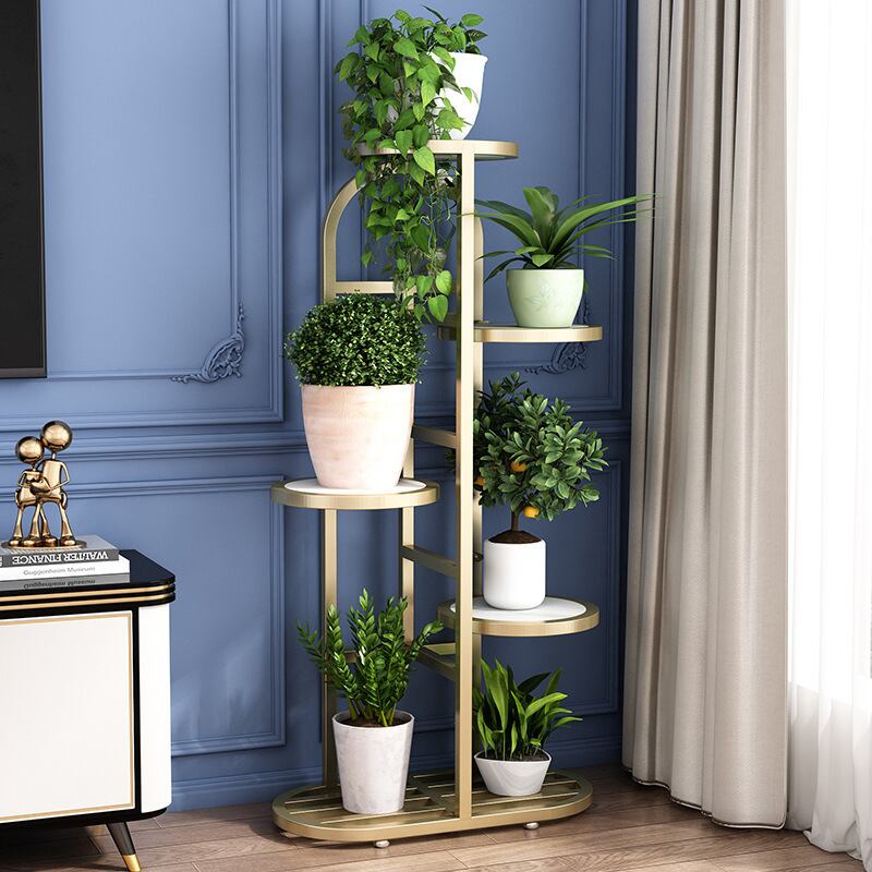 プランタースタンド アイアンフレーム 4段 5段 6段 フラワースタンド フラワー ラック フットパッド 多肉植物 観葉植物 ゴールド ブラック