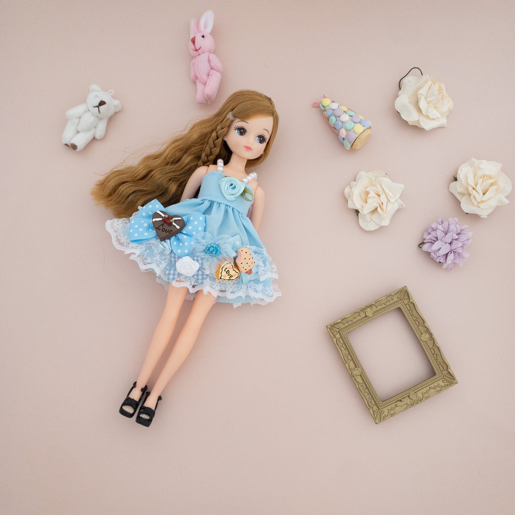 リカちゃんミニドレス 水色１ Dollkamiyu