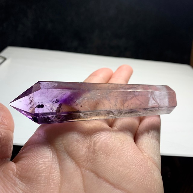 4.超透明！希少☆ロマネシュ鉱入り・色合い美麗☆アメジスト ポイント