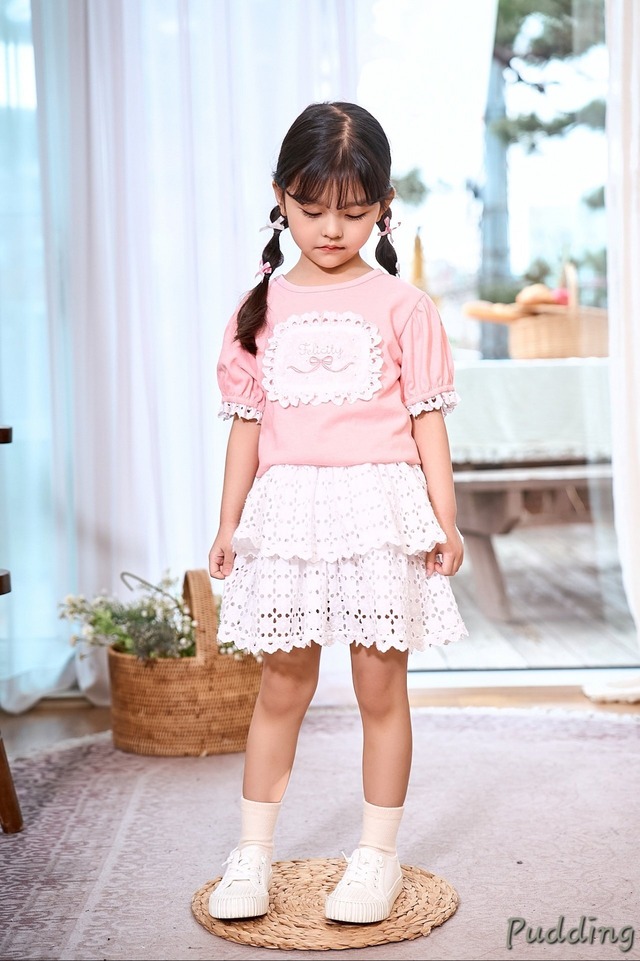 【予約】<PUDDING>  Washed embroidery skirt