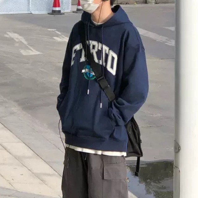 【韓国メンズファッション】カレッジロゴパーカー シンプル ベーシック カジュアル ゆったり ユニセックス プチプラ BW2425