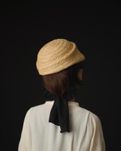 【Joëlle】Raffia ribbon cap/アシンメトリーラフィアキャップ