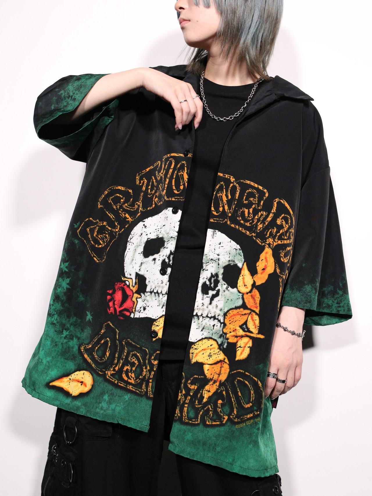 front and back skull graphic oversized s/s shirt - 1