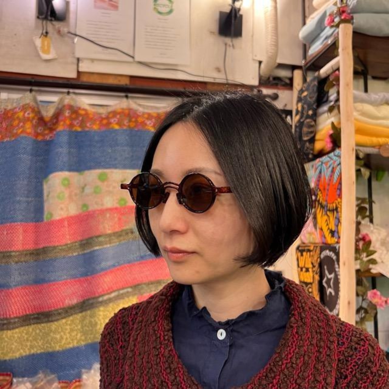 TOPANGA Accessory ラウンドカラーサングラス　全3色　ブラウン　ブルー　イエロー