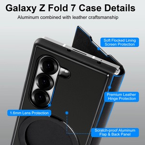 ◆Galaxy Z Fold 7/6/5◆ Leather × Metal Full Phone Cover / レーザー メタル フル フォン カバー スマホケース