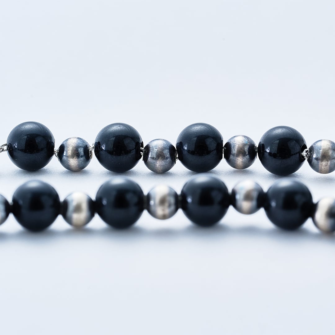 C-049 Navajo Pearl Necklace(Black Tourmaline) (47cm) | WAKAN