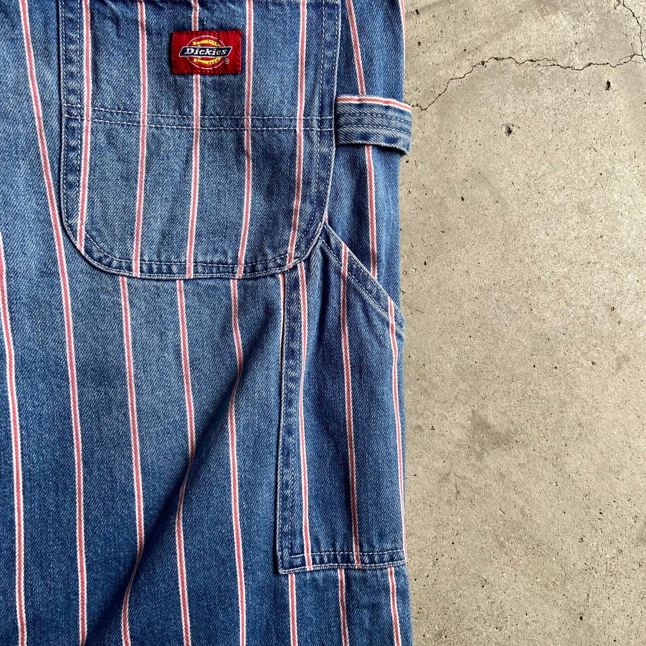 美品キャピタル日本製ワークストライプペインターデニムパンツSインディゴ綿100% Dickies ディッキーズ ストライプ柄 デニムペインターパンツ