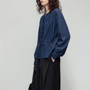 デニムドロスト ペプラムトップス 2color W01395