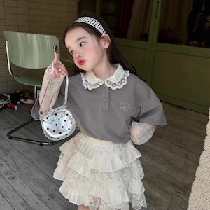 春レース袖見せ重ねTシャツORスカート