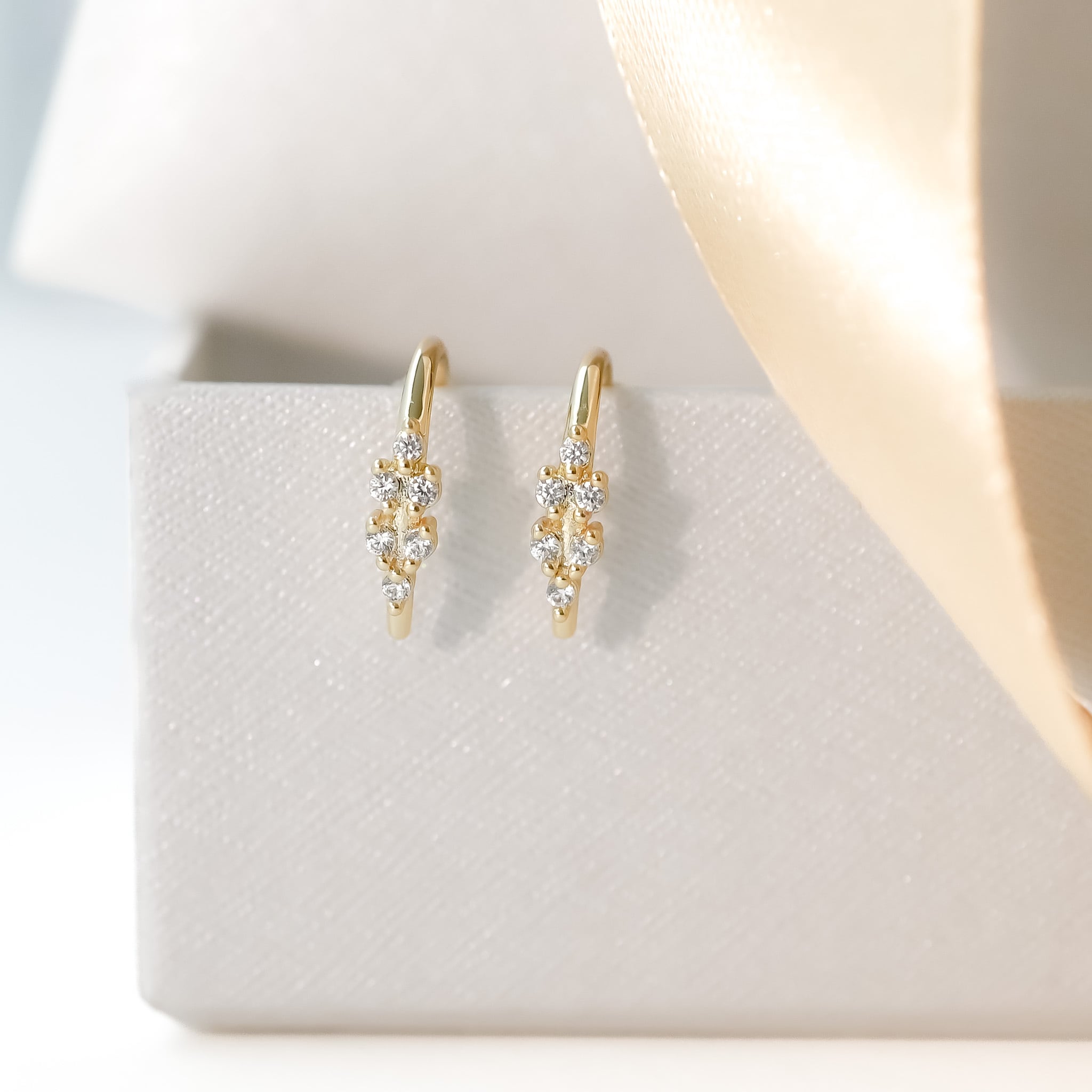 Zirconia-Studded Leaf Hook ﾋﾟｱｽ | naotjewelry 身に付けるほどに