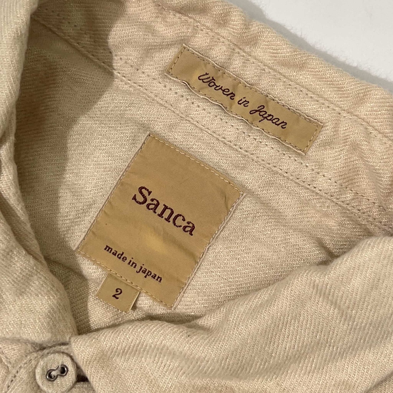 リネン100% Sanca サンカ 長袖シャツ 2/アイボリー系 メンズ 日本製 麻