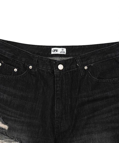 ☆aespa カリナ 着用！！【ROCKCAKE】Faye Damage Jeans - Black