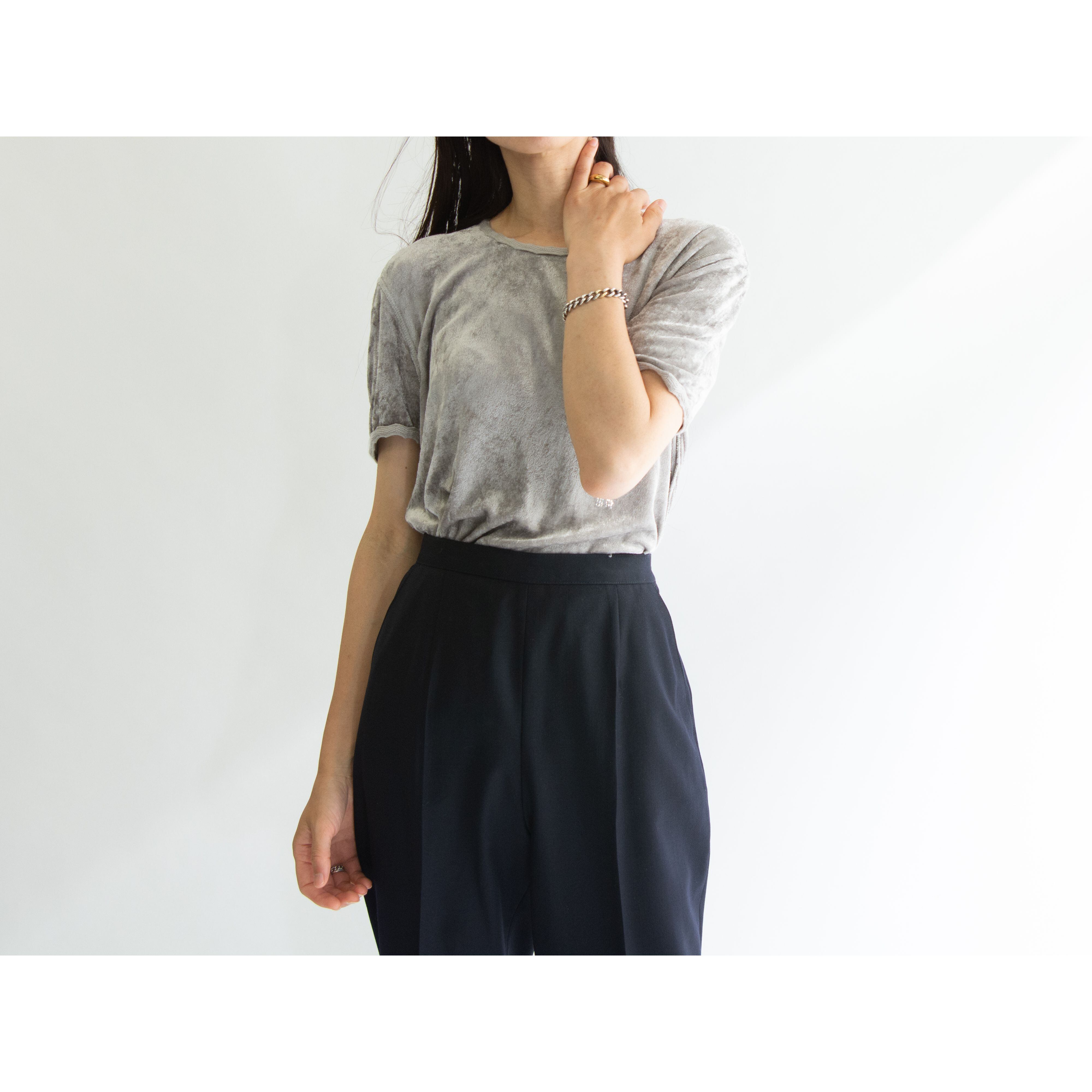 【SONIA RYKIEL】Made in France 100% Viscose Velour Jersey Pullover（ソニアリキエル フランス製ヴィスコース べロアジャージー プルオーバー トップス）