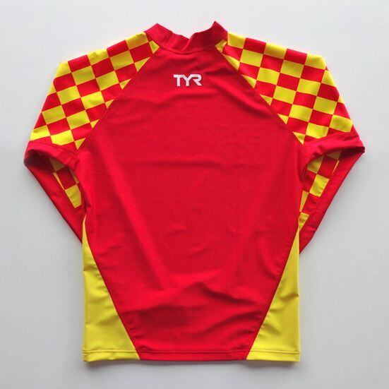 TYR 競泳水着 GUARD 赤・黄 GUARD×TYR メンズ水着 ラッシュガード チェッカー柄 競泳水着