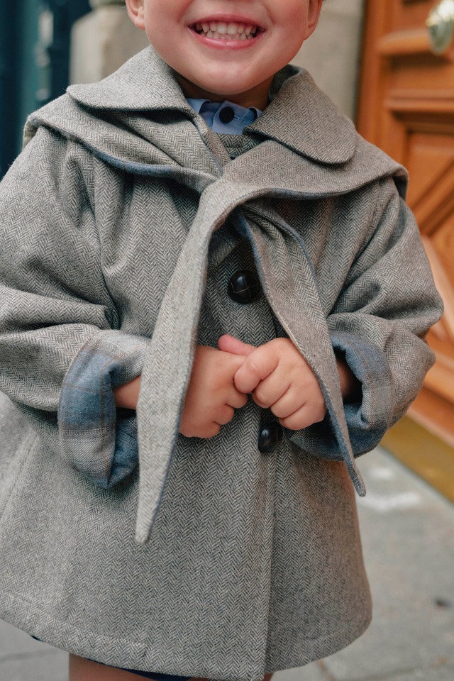 ご予約【MaisonMarelle】送料無料Coat VOLTAIRE- wool chevron stone18m-4y