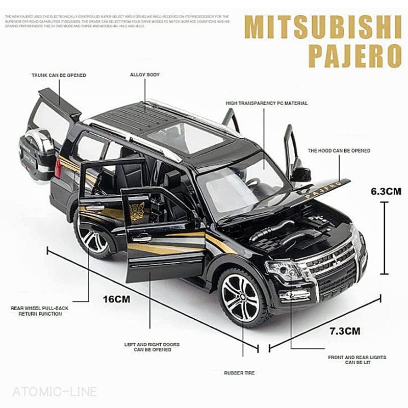 三菱　パジェロ　オフロードランプ　未使用品　希少品 三菱 パジェロ PAJERO 1/32 ミニカー 全2色 ライト点灯 エンジン
