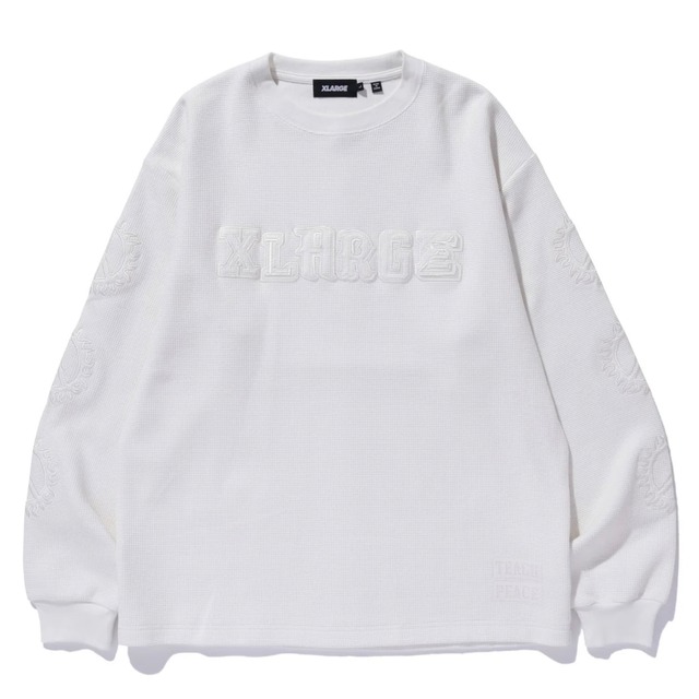 【XLARGE】 CAMPUS WAFFLE L/S TEE /  WHITE【エクストララージ】