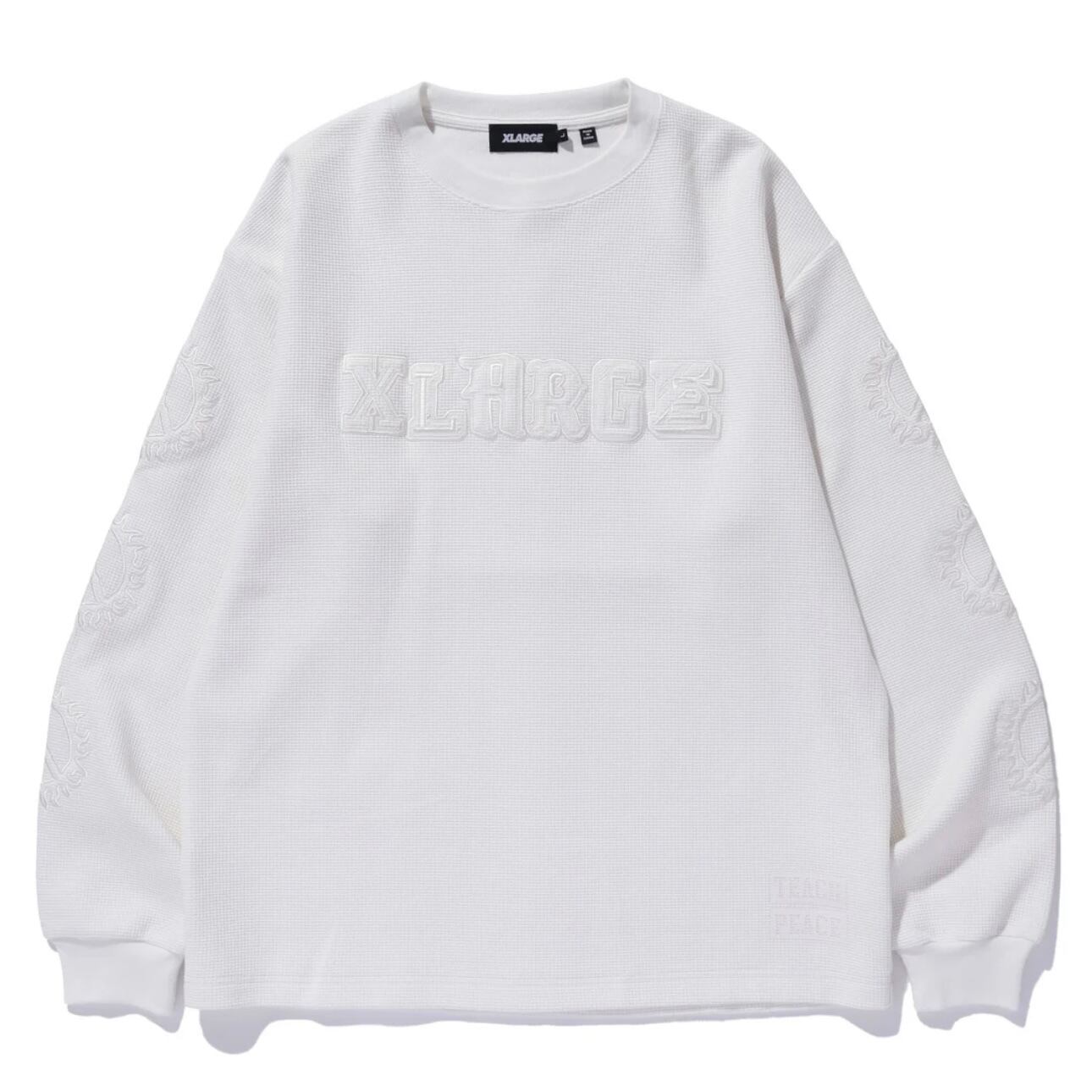 【XLARGE】 CAMPUS WAFFLE L/S TEE / WHITE【エクストララージ】