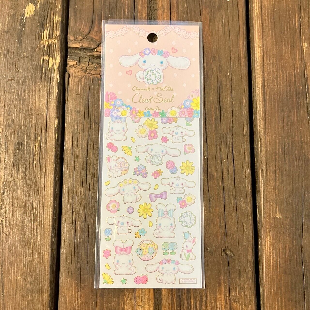 サンリオ×たけいみき シナモロール パステルブーケ 金箔クリアシール X12
