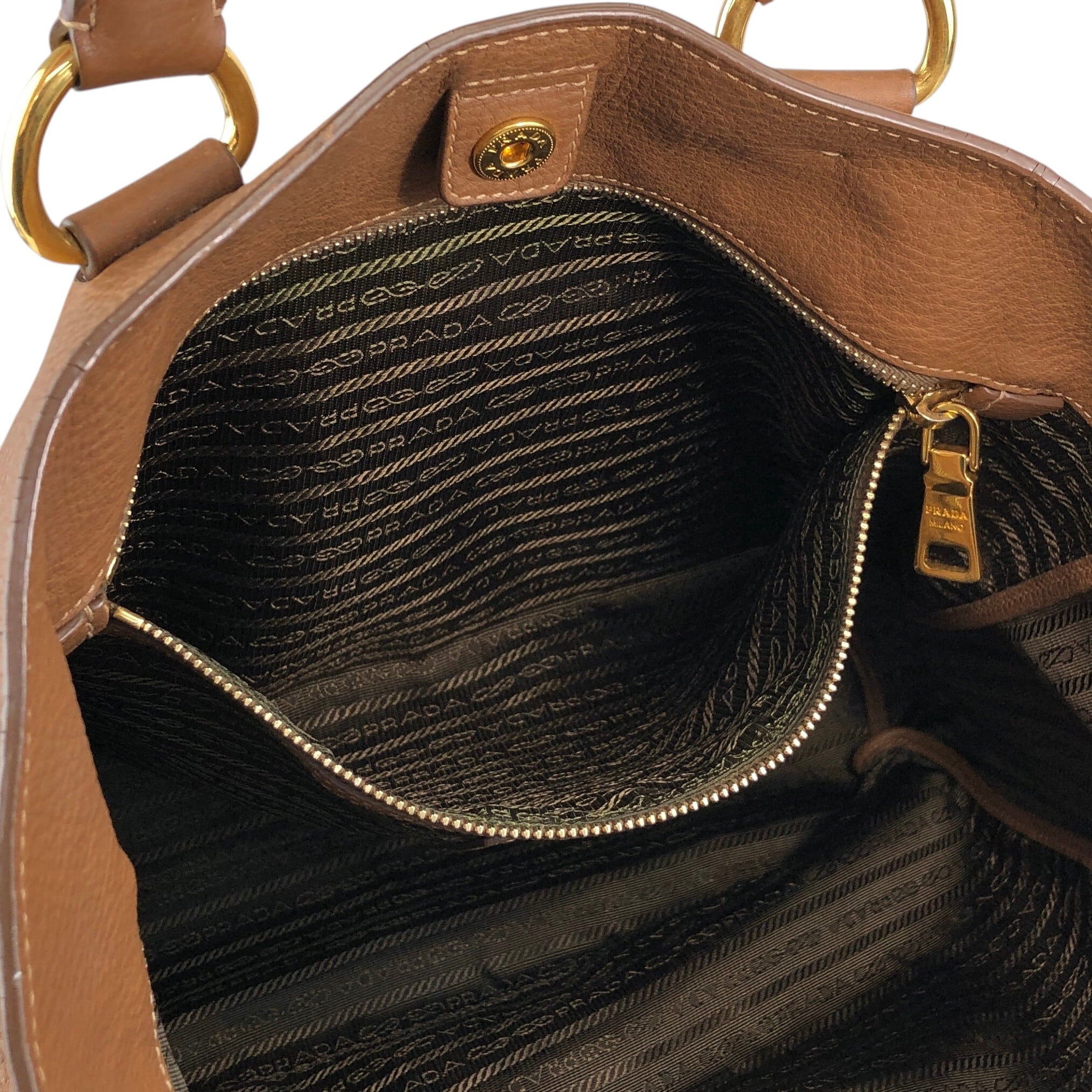 PRADA プラダ トートバッグ ブラウン ロゴ レザー 2way vintage