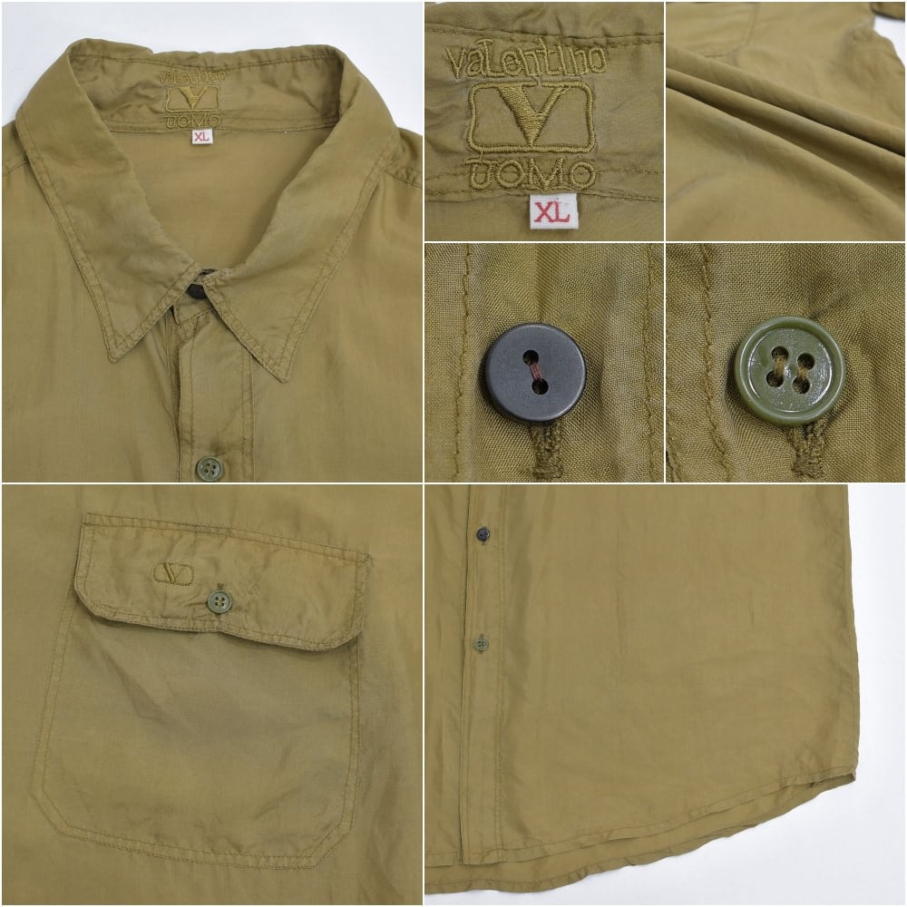 Valentino ロゴ シャツ ヴァレンティノVALENTINO ワンポイントロゴ刺繍シャツ サックス