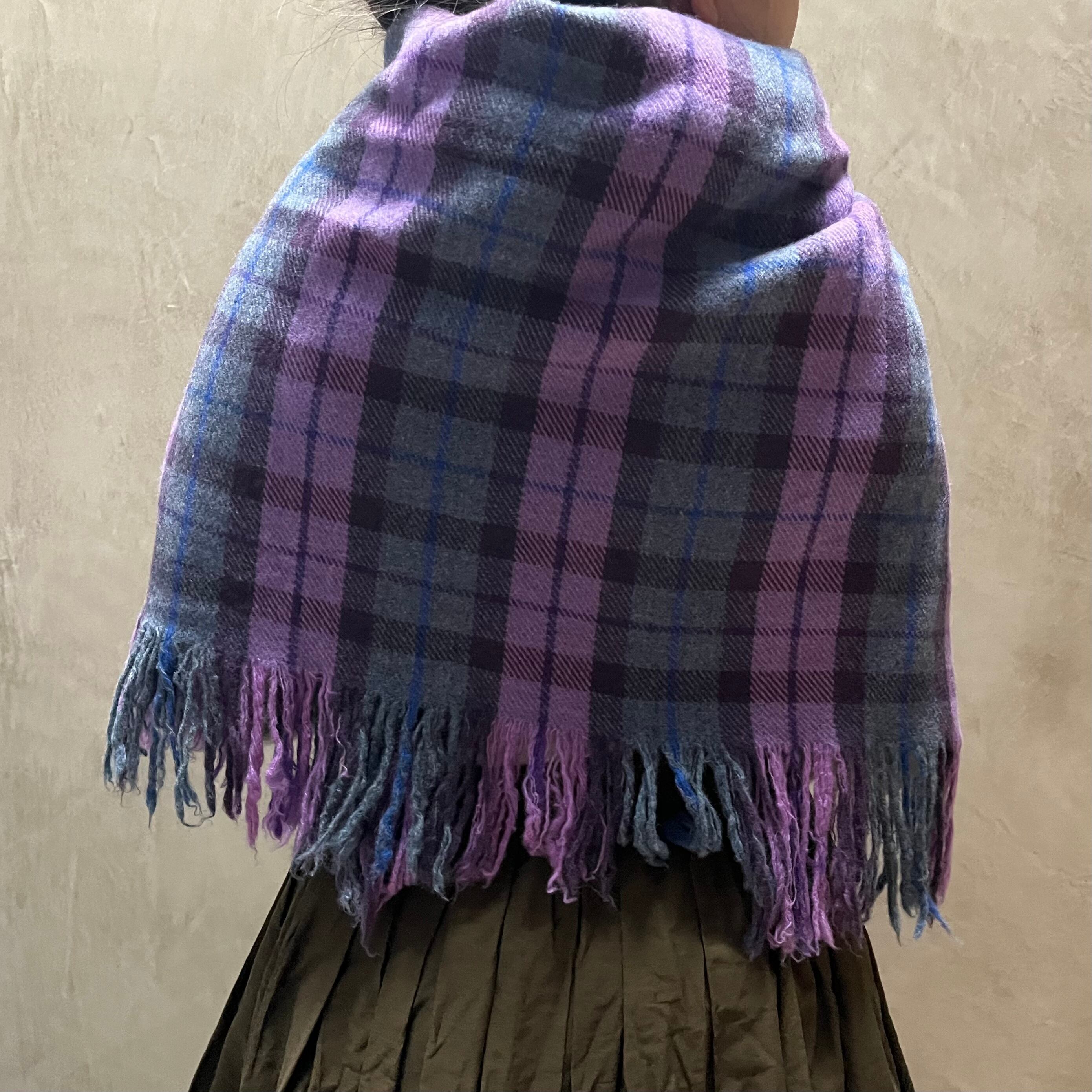 R&D.M.Co/OLDMAN'S TAILOR チェックブランケット check blanket 5891 Purple×Blue