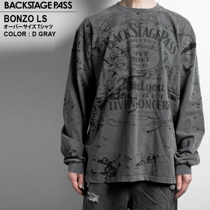 【Backstage pass】BONZO LS(ボンゾ エルエス)ビッグシルエット クルーネック プリント ロンT  GBS2201  ロンティー ユニセックス サブカル 地雷系