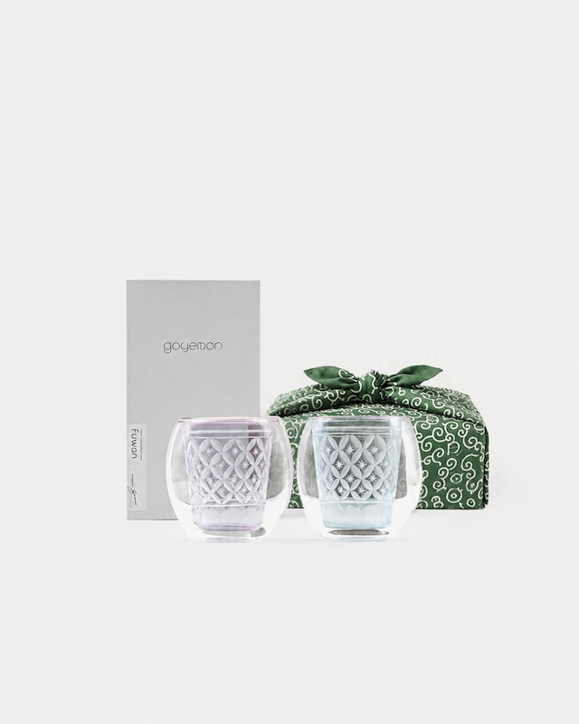 【Father's day Special Gift Wrapping SET】KIRIKO × DOUBLE WALL GLASS “ Fuwan ”