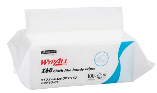 クレシア ワイプオール X60 ハンディタイプ 100枚 60535｜布のようなやわらかさ 吸水・油汚れ対応 薄手不織布ワイパー キッチン掃除や家事に
