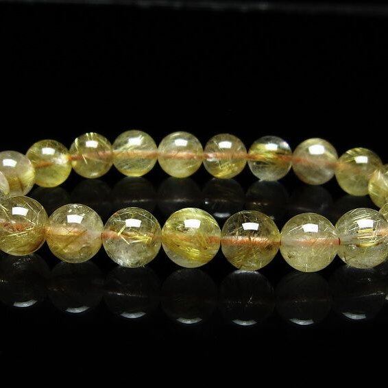 ルチルクォーツ ブレスレット 9mm タイチンルチルクォーツ タイチンルチル 一点物 メール便可 [M便 1/10] 111-49104