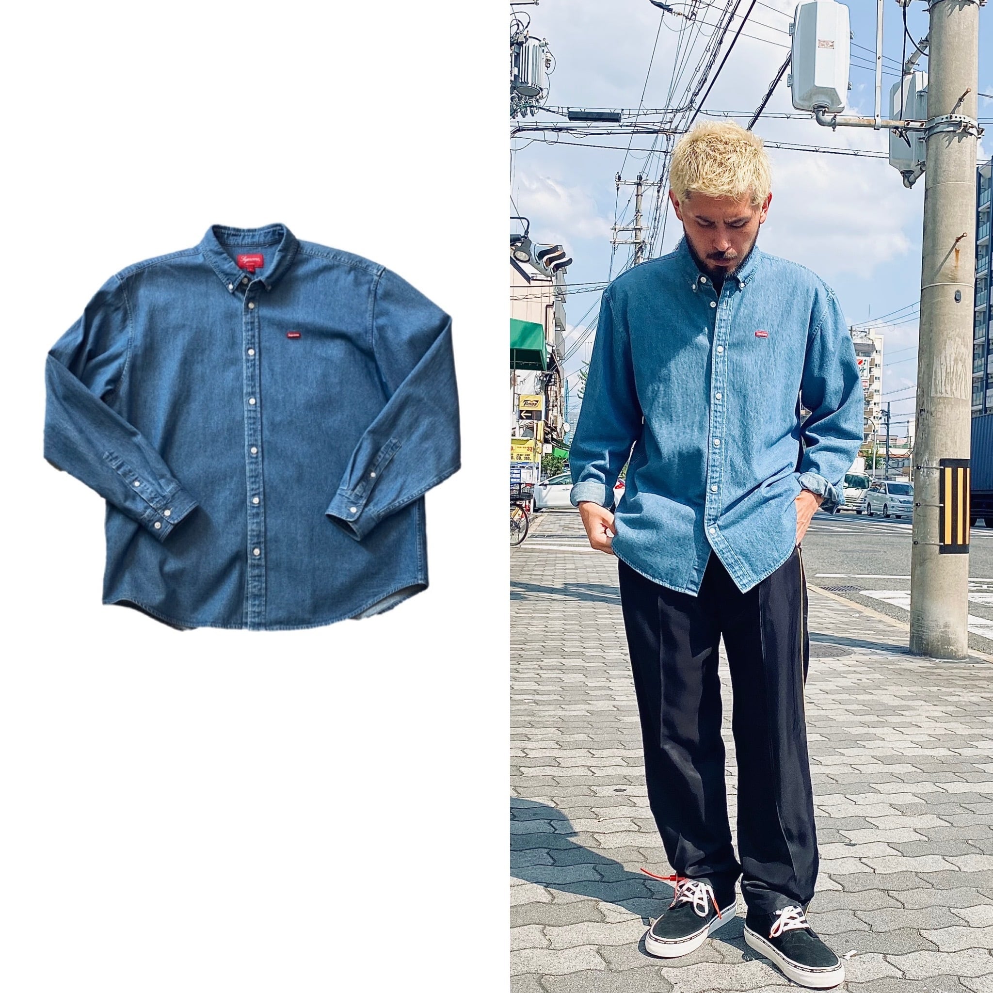 Supreme SMALL BOX LOGO SHIRT DENIM LARGE 88757 | BRAND BUYERS OSAKA 