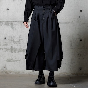 Irregular Hem Layered-look Wide Pants【TR3302】