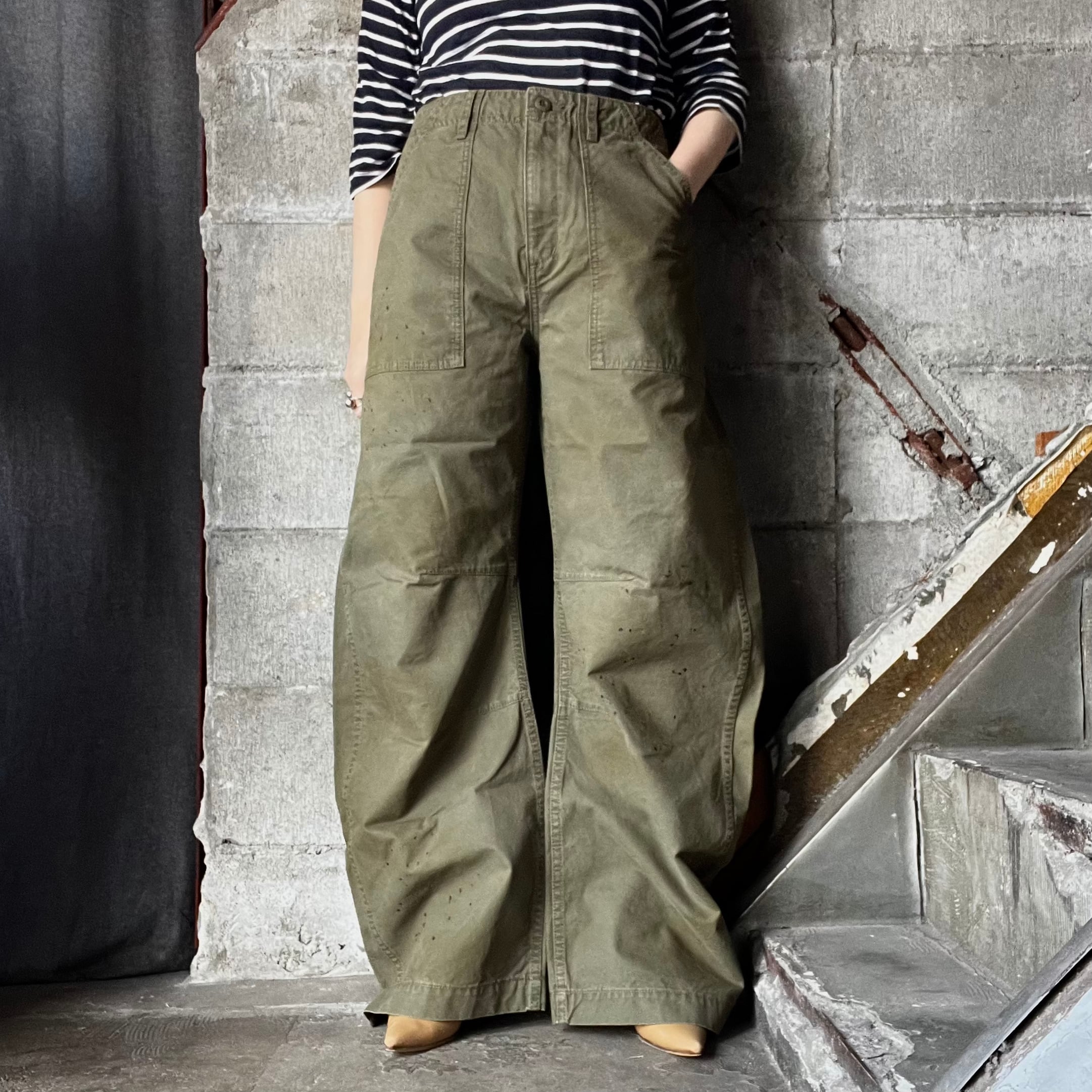 Universal Style Wear】 curve baker pants (olive) | olaf
