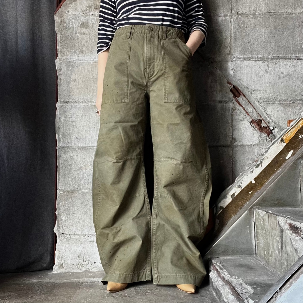 Universal Style Wear】 curve baker pants (olive) | olaf