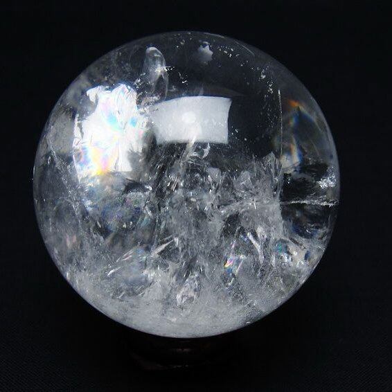 水晶 丸玉 虹入り 55mm スフィア 置物 水晶玉 一点物 151-8775