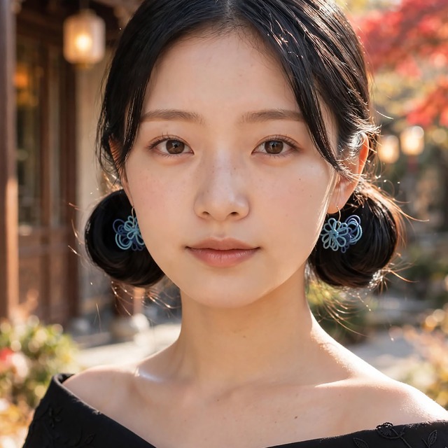 飾り結びピアス「すず咲」（縹×濃青） | 浴衣・着物に軽量快適。日常使いにも。
