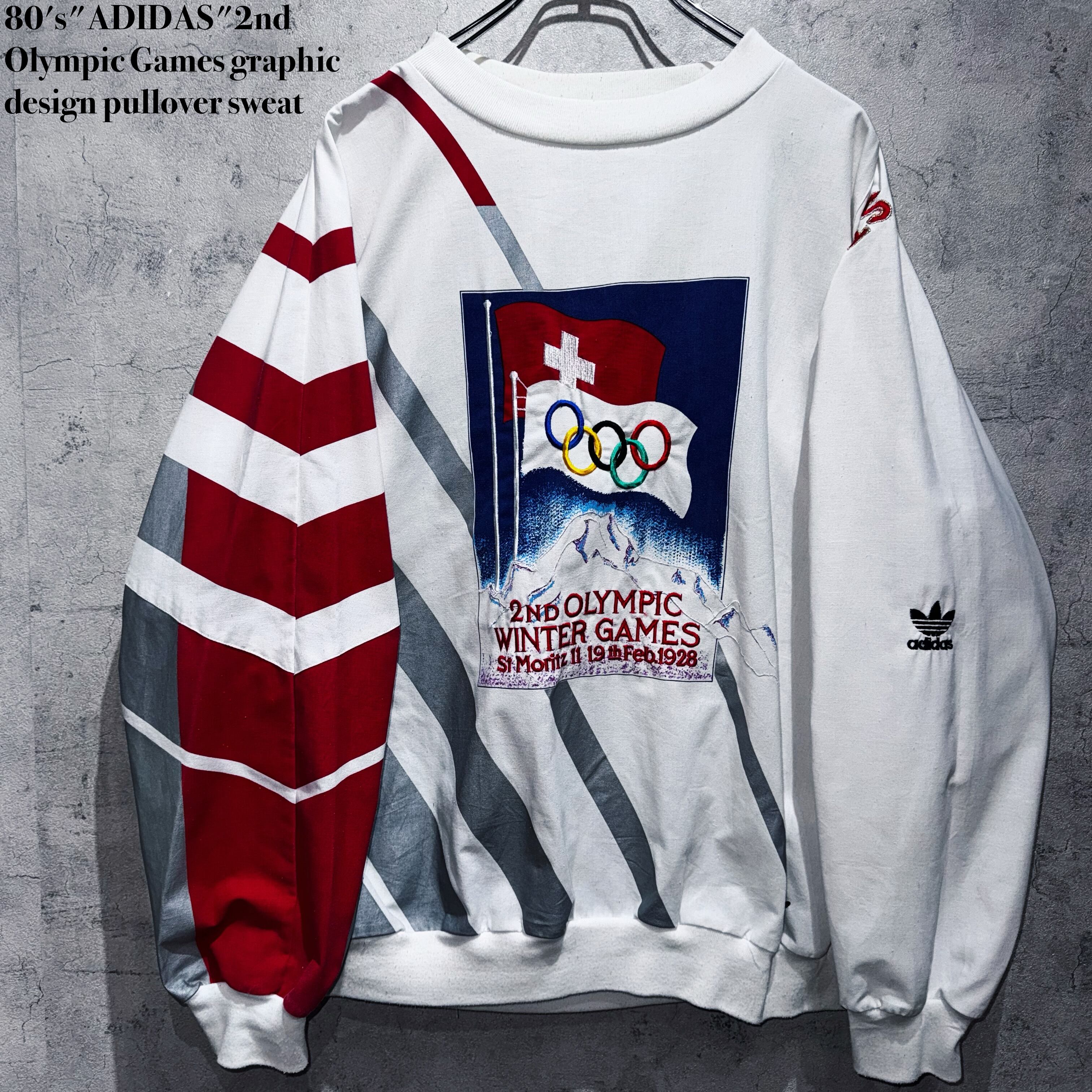 80's"ADIDAS"2nd Olympic Games graphic design pullover sweat