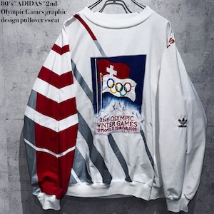 80's"ADIDAS"2nd Olympic Games graphic design pullover sweat