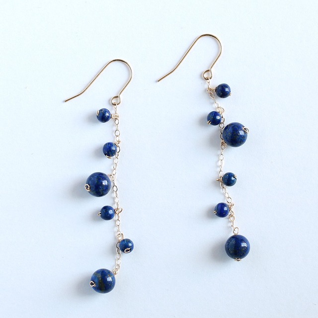 ラピスラズリピアス or イヤリング Lapis Lazuli 瑠璃色 エレガント眼鏡留めピアス mm1133