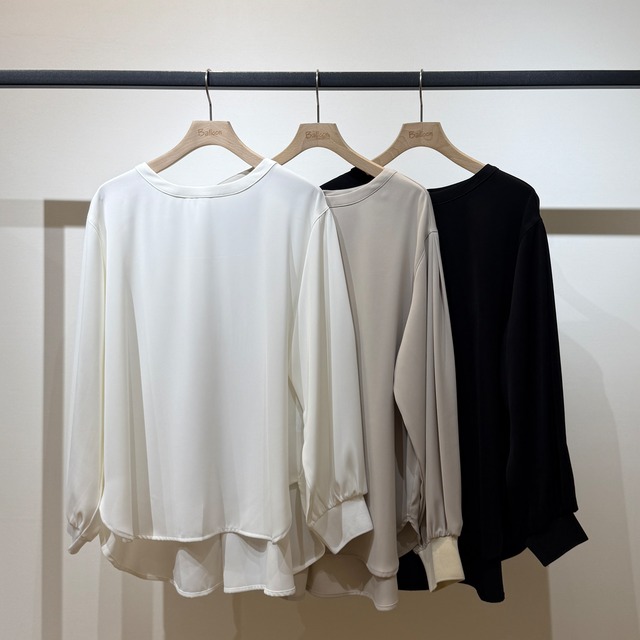 ジョーゼットリブTシャツ風ブラウス