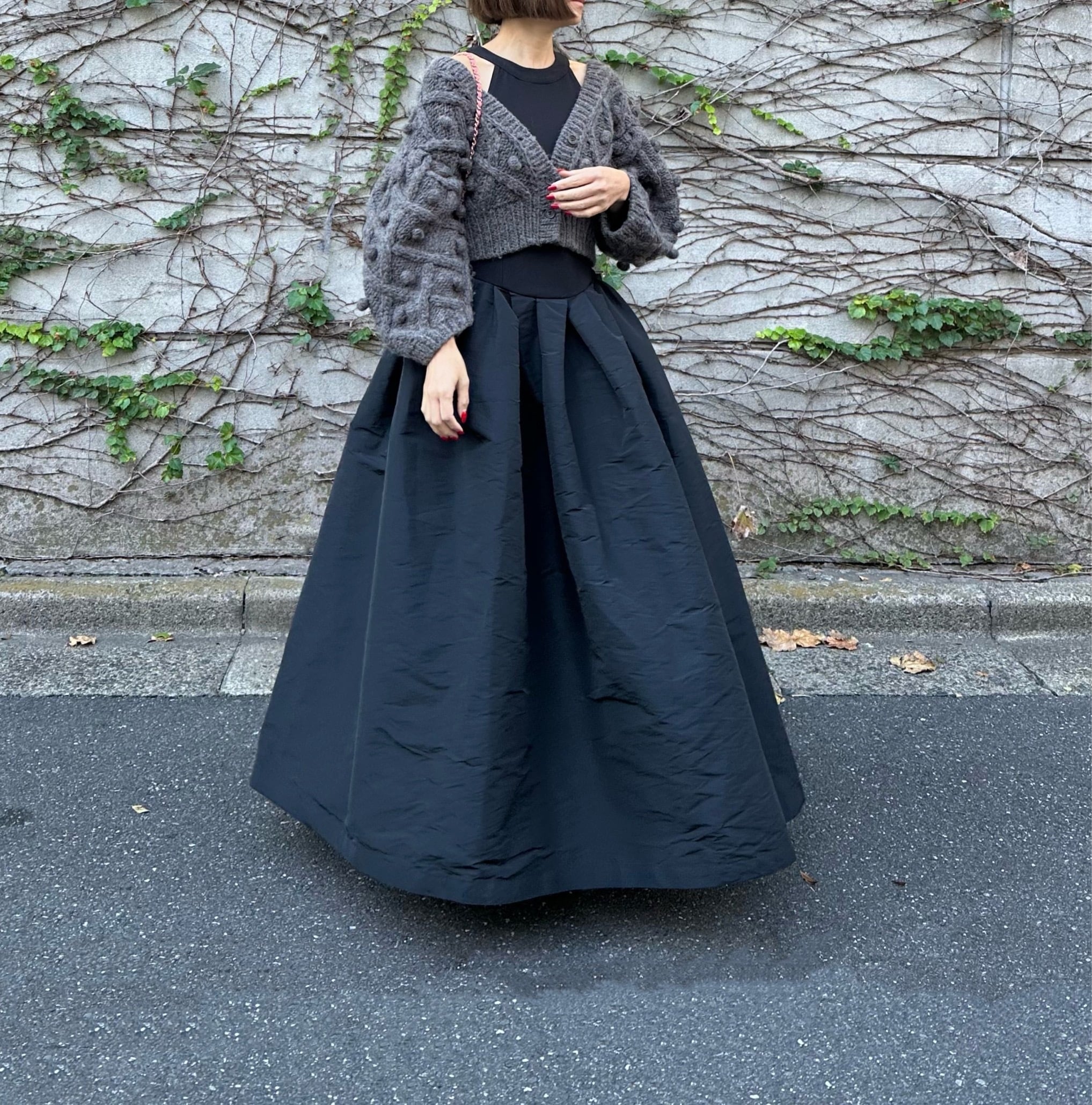 手編みポンポンカーディガン Florent グレー | Cygne 