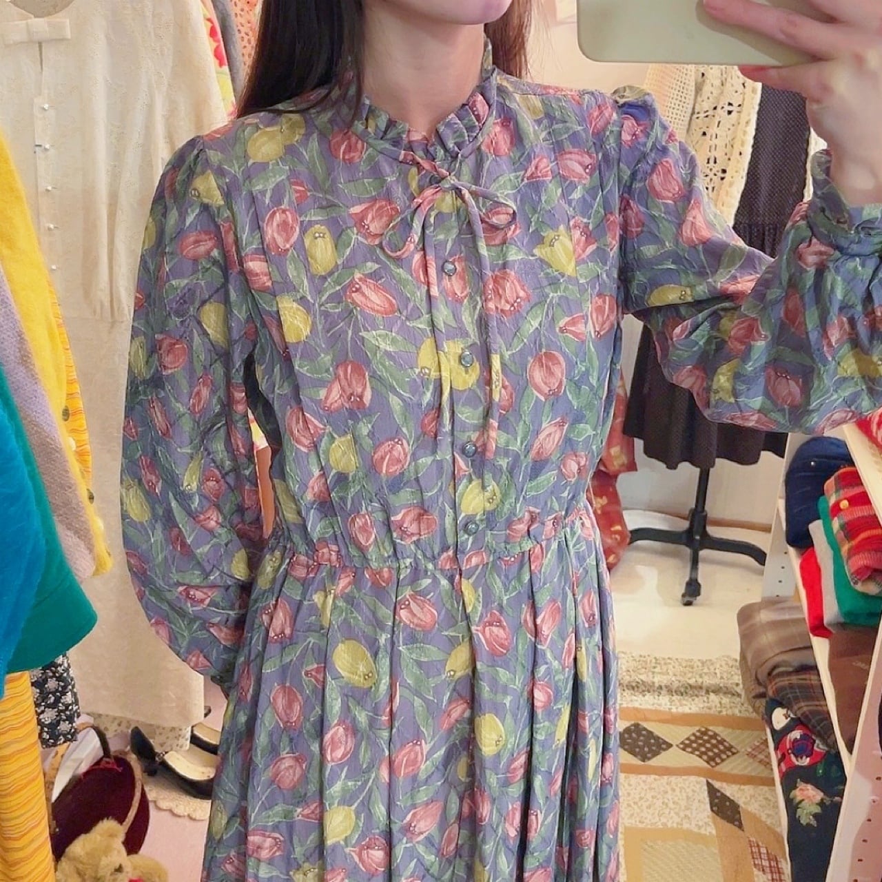 yellow red tulip frill ribbon one-piece