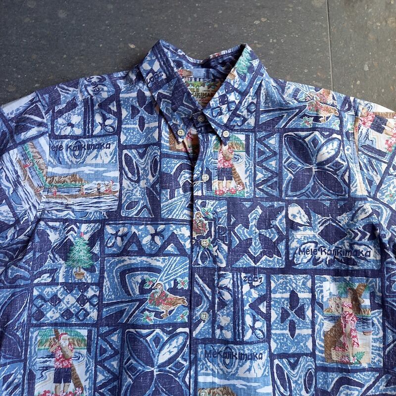 Reyn Spooner MELE KALIKIMAKA 総柄ハワイアンシャツ used [107093