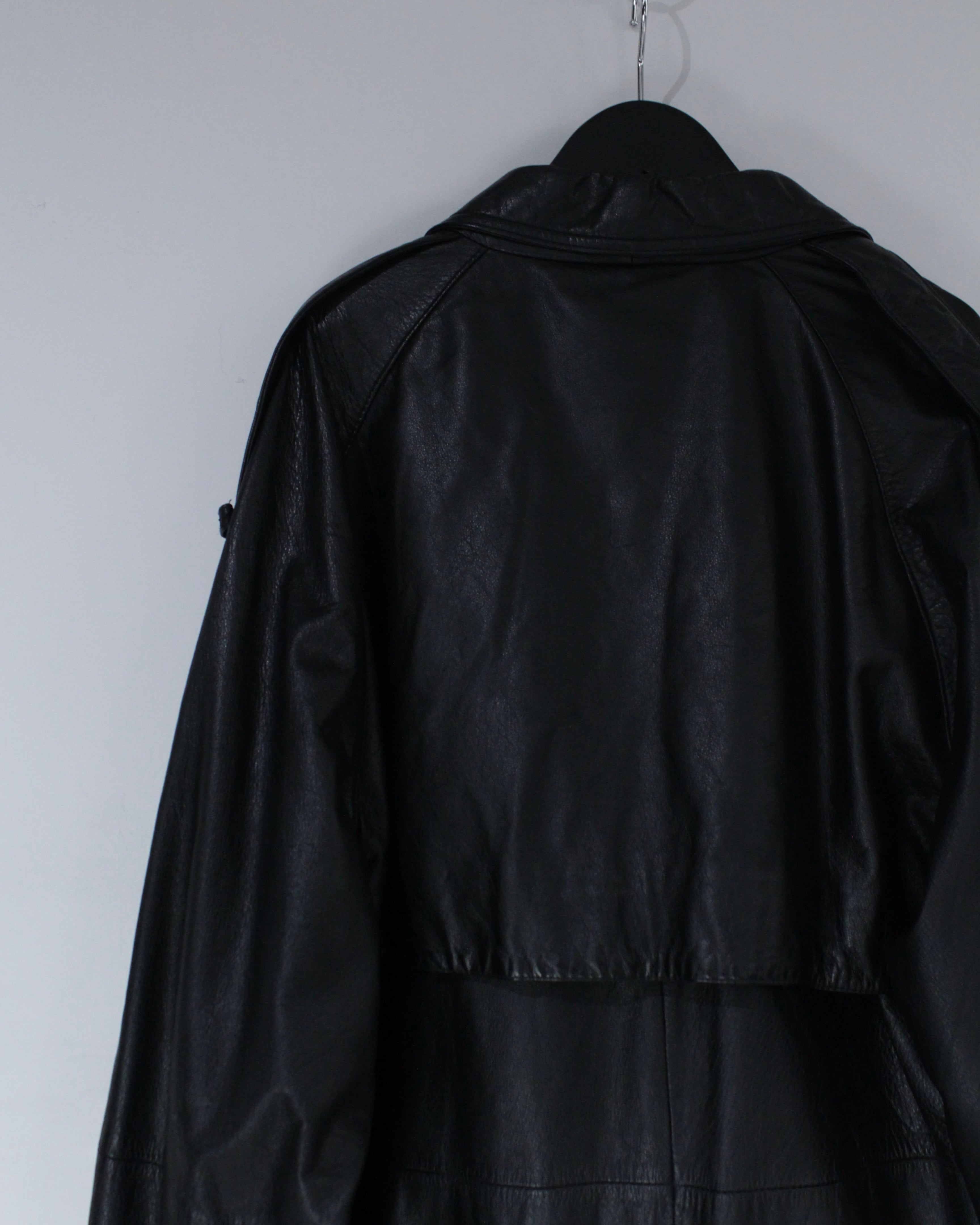 Caka BLACK】Black Color Vintage Leather Trench Coat | Caka(カカ