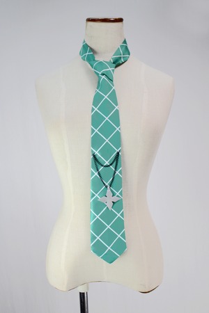 コスプレアイテム ヒプノシスマイク 風 観音坂独歩 グリーン 格子柄 ライン ネクタイ ★即納品★