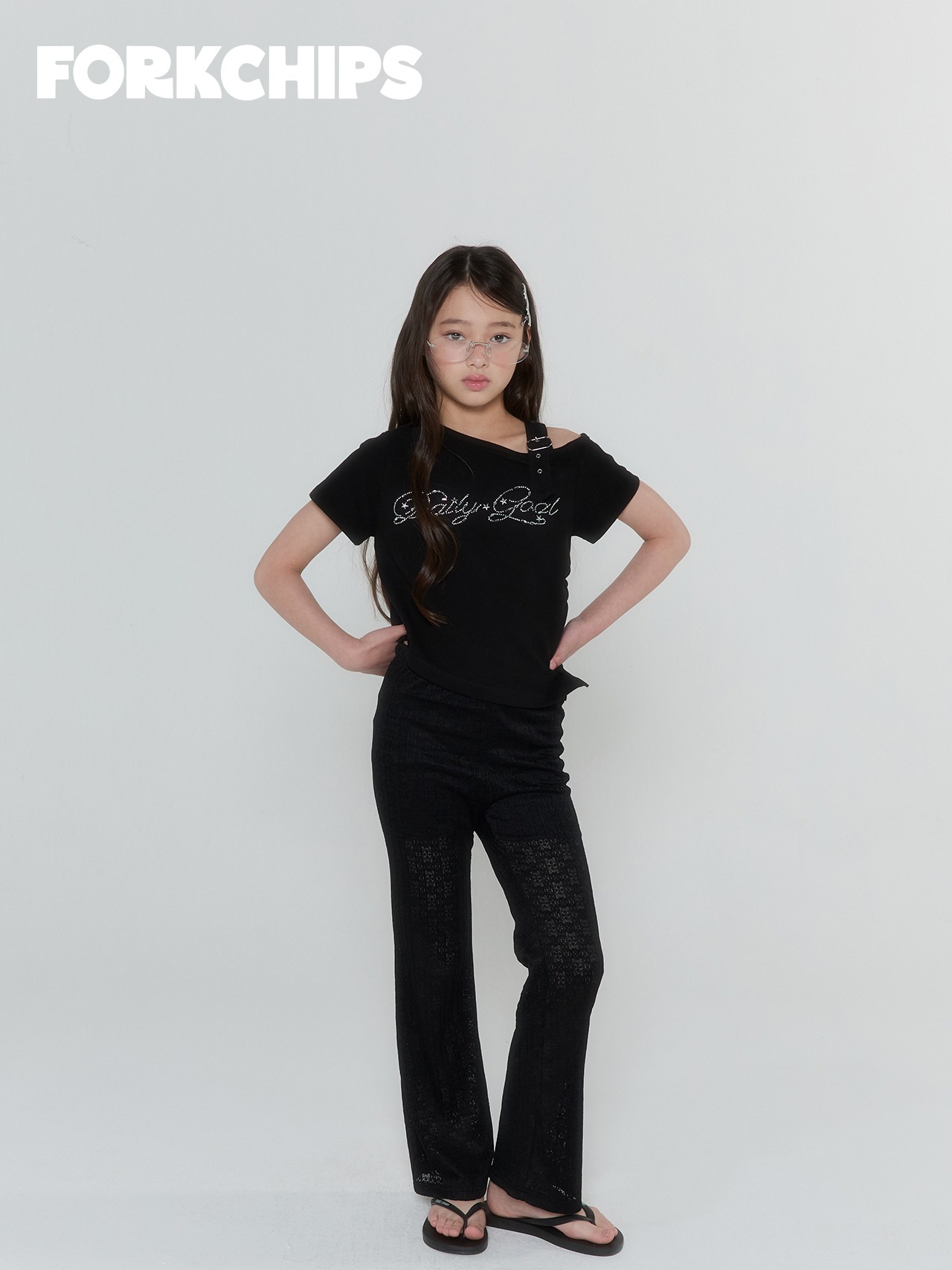 [FORKCHIPS] Crown Shoulder T-shirt (JS/JM/JL/JXL) / [포크칩스] 크라운숄더티셔츠 (JS/JM/JL/JXL)